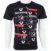 TRUE RELIGION Men T-Shirt BUDDHA TAPE Black with White Red Print 